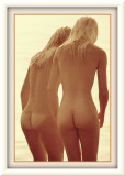 2 nudes on a beach.