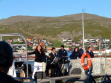 Sail away party on aft deck with free Norwegian Glug (sort of mulled red wine with raisins and nuts)