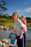 Beth with kids at headwaters of the Mississippi