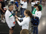 Handing out medals