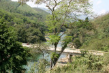 Vista del Rio Cahabon y Puente de Carretera Hacia Senahu