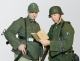 Two World War II Reenactors in Waffen SS Uniforms
