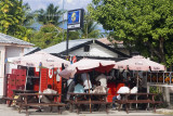 Socializing at a rum shack in Oistins