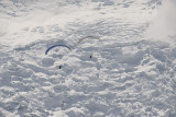 Parapents backed by ice falls