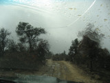 Muddy road in snow