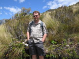 152: Richard standing among tussocks and Mount Cook lilies