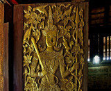 Carved wooden door, close up