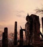 Buddha images at dusk