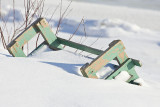 Taxi boat bench inverted in the snow