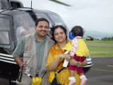 The De family preparing to board their helicopter for the ride over the volcanoes on the Big Island.