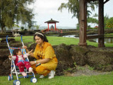 Uma and Sanchita taking in the magnificient landscapes in the Japanese gardens on the Big Island.