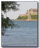 Sailing In Red By Fort Niagara