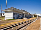 A trackside view of the McComb MS Train Depot