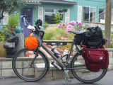 After a short test ride, Jay decides to drop some gear and his front panniers. That looks light.