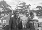 Jones, Burgess, Stiner and Harper on RR at Ashiya 1953