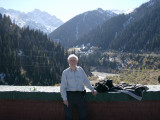 At top of avalanche barrier, Medeo