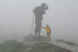 Cold & windy...at the statue at Alto de San Roque!!! 