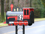 red train mailbox