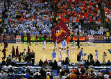 Virginia Tech parades its flag during pregame warm-ups at the Georgia Dome