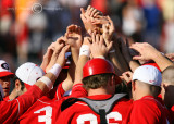 The Georgia Bulldogs celebrate the team victory