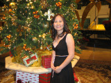 kirsten is gonna hide the tree under her dress