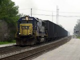 An SD50 leads a coke train at Fostoria OH.