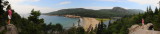 Panorama from above Sand Beach with Brenda on both ends.