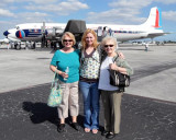 Dec. 2008 - Karen, Donna and Karen's mom Esther with the restored Historical Flight Foundations's Eastern Air Lines DC-7B N802D