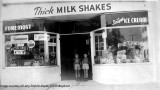 1945 - closeup of Kenny and Larry Zink in front of Zinks Diner at NE 2nd Avenue and 79th Street, Little River