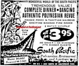 1966 - ad for the South Pacific Polynesian Restaurant on US 1 just north of Gulfstream Park, Hallandale