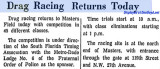 1963 - article about drag racing resuming at Masters Field