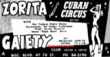 1955 - ad for Zorita and the Cuban Circus Revue with her famous snake dance at the Gaiety Club