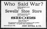 1900s - John Sewell & Co., Sewells Shoe Store advertisement