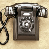Telephones - black, dial, prefixed telephone numbers (TUxedo 7-4891) and party lines