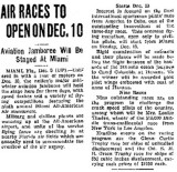 1936 - article about the 9th Annual All-American Air Races at All-American Airport, Dade County