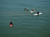 Surfers at Seal Beach Pier