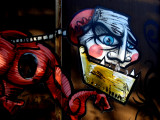 Faces painted on the walls
