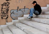 On the stairs