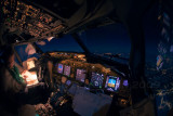 Climbing over the moon-lit Alps