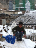 Children playing at the cemetery