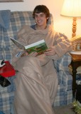 reading in a snuggie