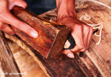 Wood carver at work