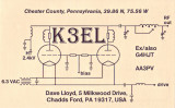 K3EL qsl card, around 2000