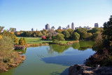 View from Belvedere Castle Courtyard - Turtle Pond, Great Lawn &  Manhatten Northeast Skyline