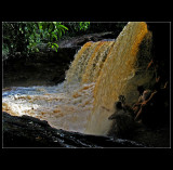 Under the waterfall ...