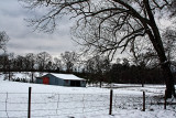 BARN AND SNOW IN EAST TEXAS