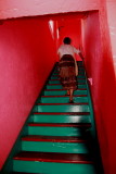 BARBARA GOING UP THE TROPICAL STAIRCASE