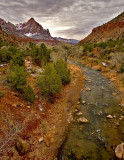 The Virgin River pointing to The Watchman