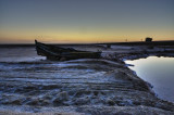 Early morning (and very cold) sunrise - Boat on the Chott el-Jerid Salt Lake near Tozeur