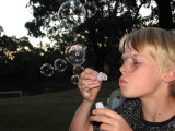Blowing bubbles for Sarah